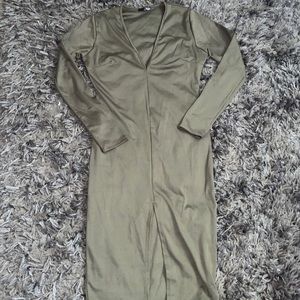 OLIVE GREEN LONG SLEEVE DRESS